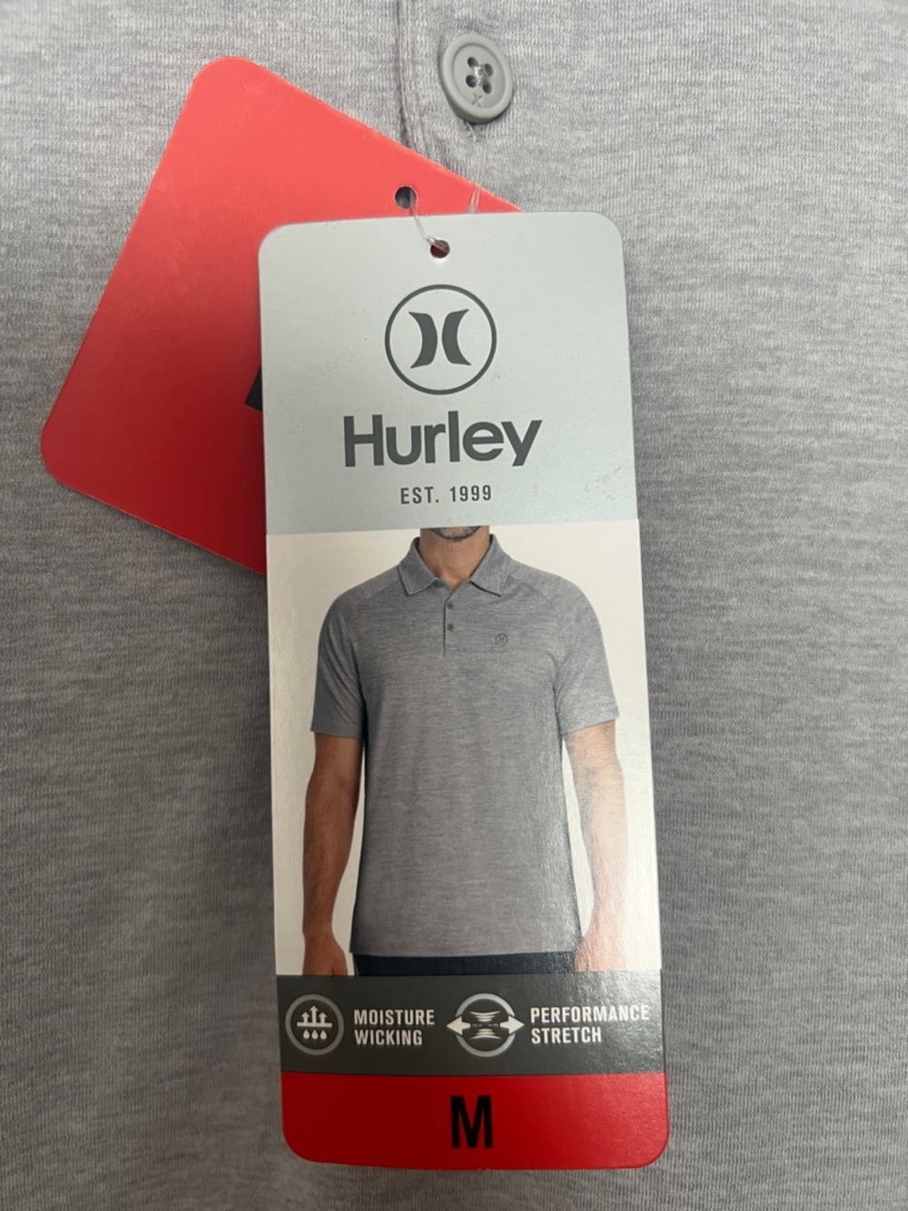 Hurley Men's Polo Shirt in Light Gray with Red Tag